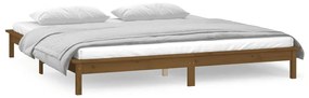Estrutura de cama c/ LED 140x190 cm madeira maciça castanho-mel