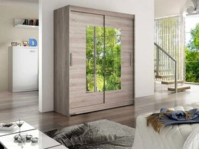 Roupeiro Closico 104, Trufa carvalho, 200x150x58cm, 115 kg, Portas para roupeiro: Deslizante, Número de prateleiras: 5, Número de prateleiras: 5