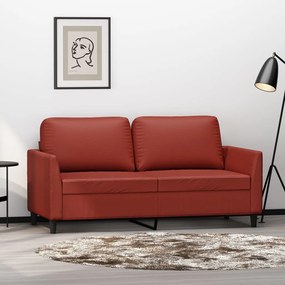 vidaXL Sofá de 2 lugares 140 cm couro artificial vermelho tinto