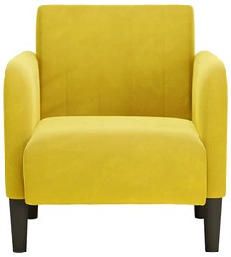 Poltrona com apoio de braços 54 cm veludo amarelo