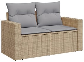 Conjunto de Sofá de Jardim vidaXL 9 Peças com Almofadas Bege Poliratan