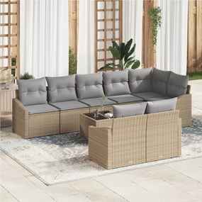 vidaXL Conjunto de Jantar de Jardim de 9 Peças com Almofadas Rattan Poliéster Preto