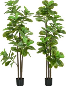 HOMCOM Conjunto 2 Ficus Lyrata Artificial 180 cm com Vaso Planta Decorativa | Aosom Portugal