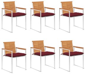 vidaXL Cadeiras de jardim 6 pcs c/ almofadões madeira de acácia maciça