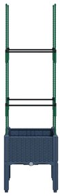 Vaso/floreira de jardim c/ treliça 40x40x142,5 cm PP cinzento azul
