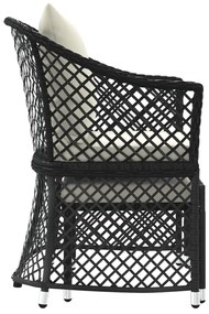 2 pcs conjunto lounge de jardim c/ almofadões vime PE preto