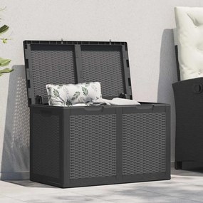 vidaXL Caixa de arrumação para jardim 180 L vime PP preto