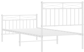 Estrutura de cama com cabeceira e pés 90x190 cm metal branco
