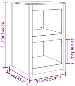 Armário de cozinha p/ exterior 55x55x92 cm pinho maciço branco