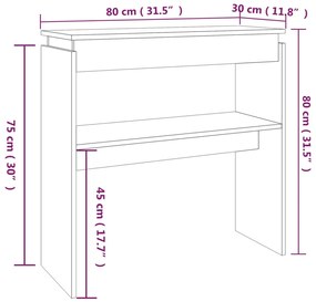 Mesa consola 80x30x80 cm derivados de madeira cinzento sonoma