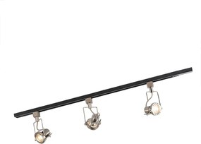 Calha monofásica inteligente preta com aço incl. 3 WiFi GU10 - Iconic Suplux