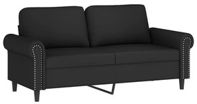 Sofá 2 lugares c/ almofadas decorativas 140 cm veludo preto