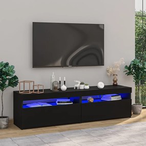 vidaXL Móveis de TV com luzes LED 2 pcs 75x35x40 cm preto brilhante