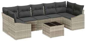 Conjunto de Sofá de Jardim com 8 Peças e Almofadas Cinza Claro em Ratt