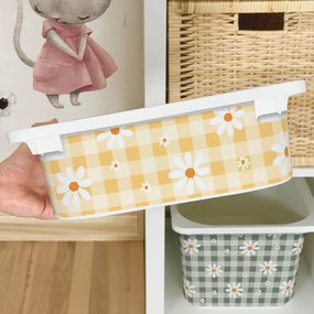 Autocolante para a caixa IKEA TROFAST - Margaridas brancas em quadrados