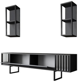 **** Conjunto de Móveis de Sala Chrome Line Set – Antracite Preto – TV