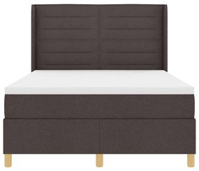 Cama Box Spring com Colchão e LED Castanho Escuro 140x200 cm em Tecido