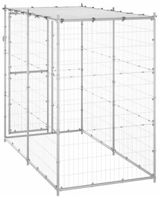 Canil de exterior com telhado 110x220x180 cm aço galvanizado