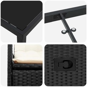 Conjunto de Jantar de Jardim com 3 Peças e Almofadas em Poly Rattan Pr
