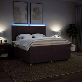 Cama com molas/colchão 200x200 cm tecido castanho-escuro