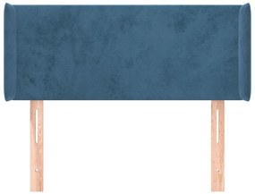 Cabeceira de cama c/ abas veludo 93x16x78/88 cm azul-escuro