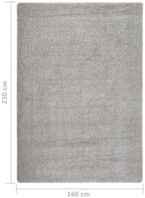 Tapete shaggy 160x230 cm antiderrapante cinzento-claro