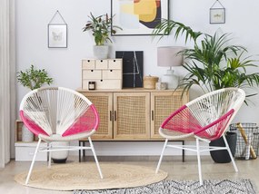 Conjunto de 2 cadeiras de jardim em rattan multicolor rosa ACAPULCO Beliani
