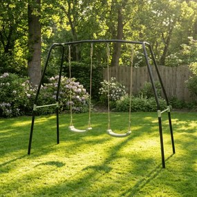 Baloiço de crianças com 2 baloiços verde e preto