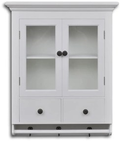 Armário de parede para cozinha com porta de vidro branco
