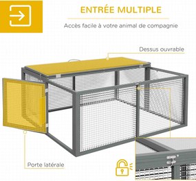 Gaiola dobrável para coelhos com pega na parte superior que se abre, para 2 a 3 coelhos ou porquinhos-da-índia, 110 x 105 x 50 cm, cinzenta