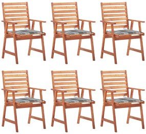 vidaXL Cadeiras de jantar p/ jardim 6 pcs c/ almofadões acácia maciça