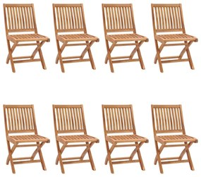 vidaXL Cadeiras de jardim dobráveis 8 pcs madeira de teca maciça