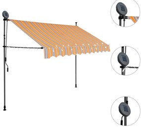 Toldo retrátil manual com LED 300 cm amarelo e azul