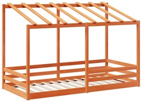 Cama infantil com telhado 90x200 cm pinho maciço castanho-mel