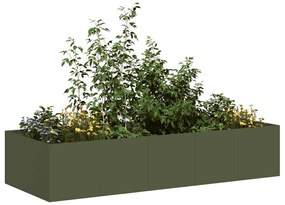 vidaXL Vaso floreira 200x80x40 cm aço verde azeitona