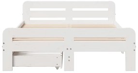 Cama sem colchão 135x190 cm madeira de pinho maciça branco