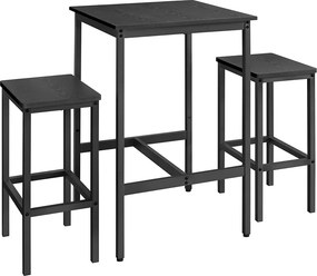 Mesa de bar com 2 cadeiras para cozinha em Preto