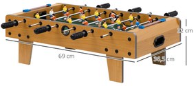 HOMCOM Matraquilho de Mesa para Crianças acima de 6 Anos Jogo de Mesa de Futbol de Madeira com 2 Bolas 6 Varas 2 Marcadores de Pontos 18 Jogadores 69x36,5x22cm Madeira