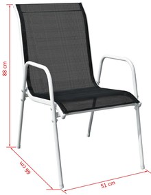 Conjunto de jantar para jardim 7 pcs preto
