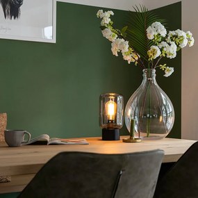 Candeeiro de mesa design preto com vidro fumê - Bliss Cute