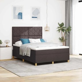 vidaXL Cama Box Spring com Colchão Marrom Escuro 160x200 cm Tecido