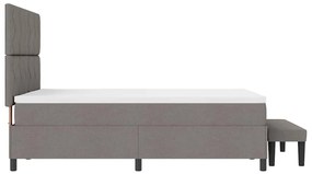 Cama Box Spring com Colchão e Banco Taupe 140x190 cm Tecido