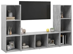 Móveis de TV 3 pcs 107x35x37 cm contraplacado cinzento cimento