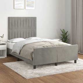 Estrutura de cama sem colchão 120x200 cm veludo cinzento-claro