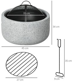Brasero Exterior Redondo Brasero para Jardim com Atizador Protetor de