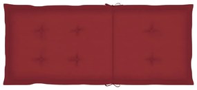 Cadeiras jardim c/ almofadões vermelho tinto 2 pcs teca maciça