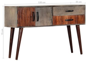 Mesa consola 120x35x75 cm mangueira áspera maciça cinzento