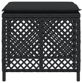 Bancos de jardim com almofadões 4 pcs 41x41x36 cm vime PE preto