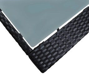 5 pcs conjunto de bar para jardim vime PE e vidro preto