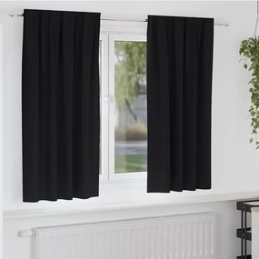 vidaXL Cortinas com cortinas 2 pcs Preto Poliéster